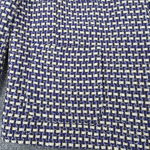 J Crew Blazer Women 6 Blue Silk Blend Tweed Hook Eye Pockets Lined Career Jacket - Picture 12 of 16